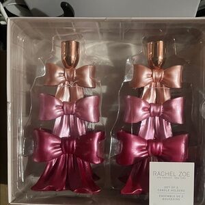 Rachel Zoe Metallic Pink Bow Candle Holders